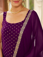 Janasya Dark Rayon Foil Print Straight Kurta Set