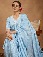 Janasya Light Rayon Ethnic Motifs A-Line Kurta Set - Distacart