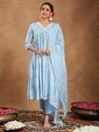 Janasya Light Rayon Ethnic Motifs A-Line Kurta Set - Distacart