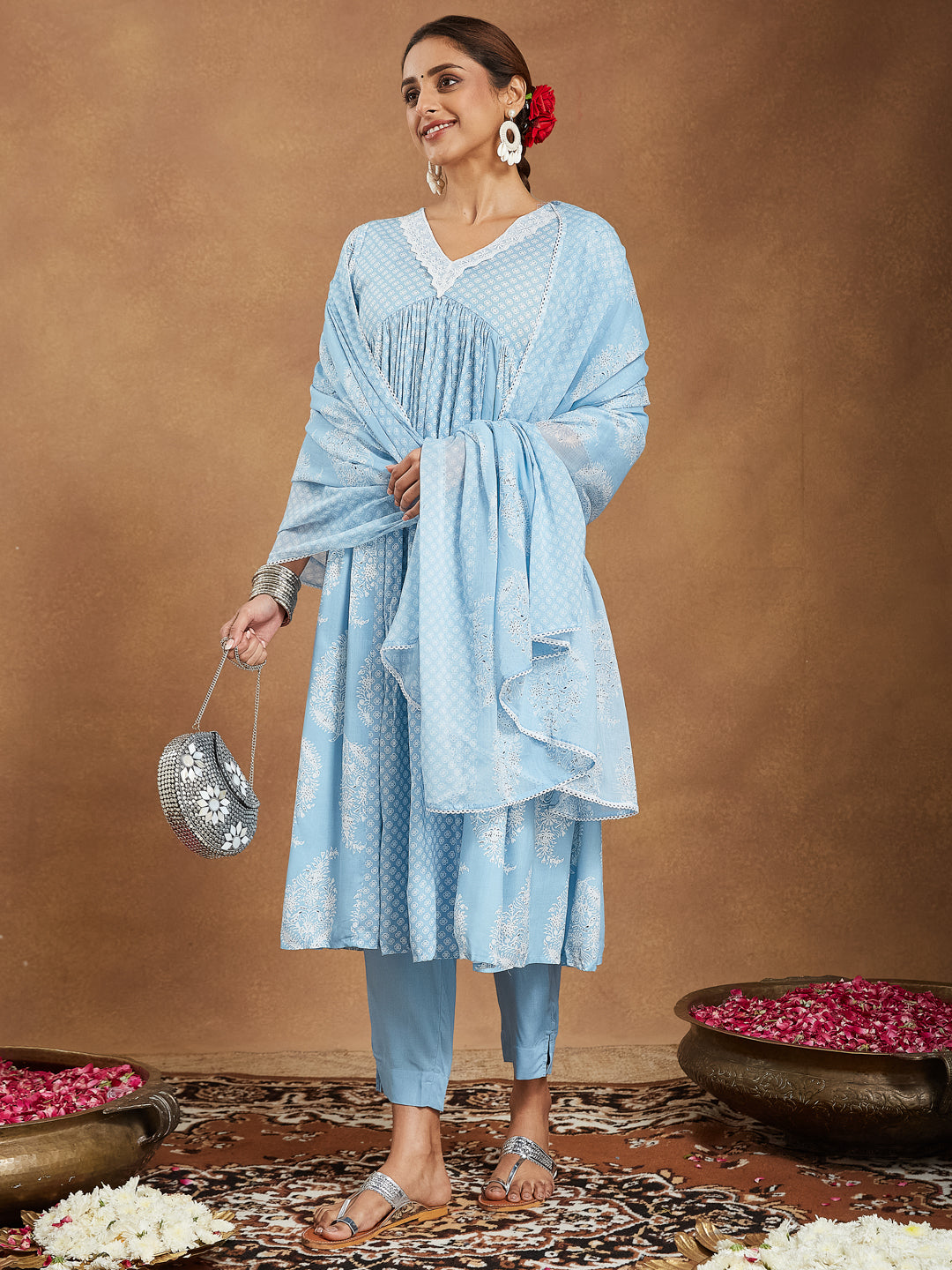 Janasya Light Rayon Ethnic Motifs A-Line Kurta Set - Distacart