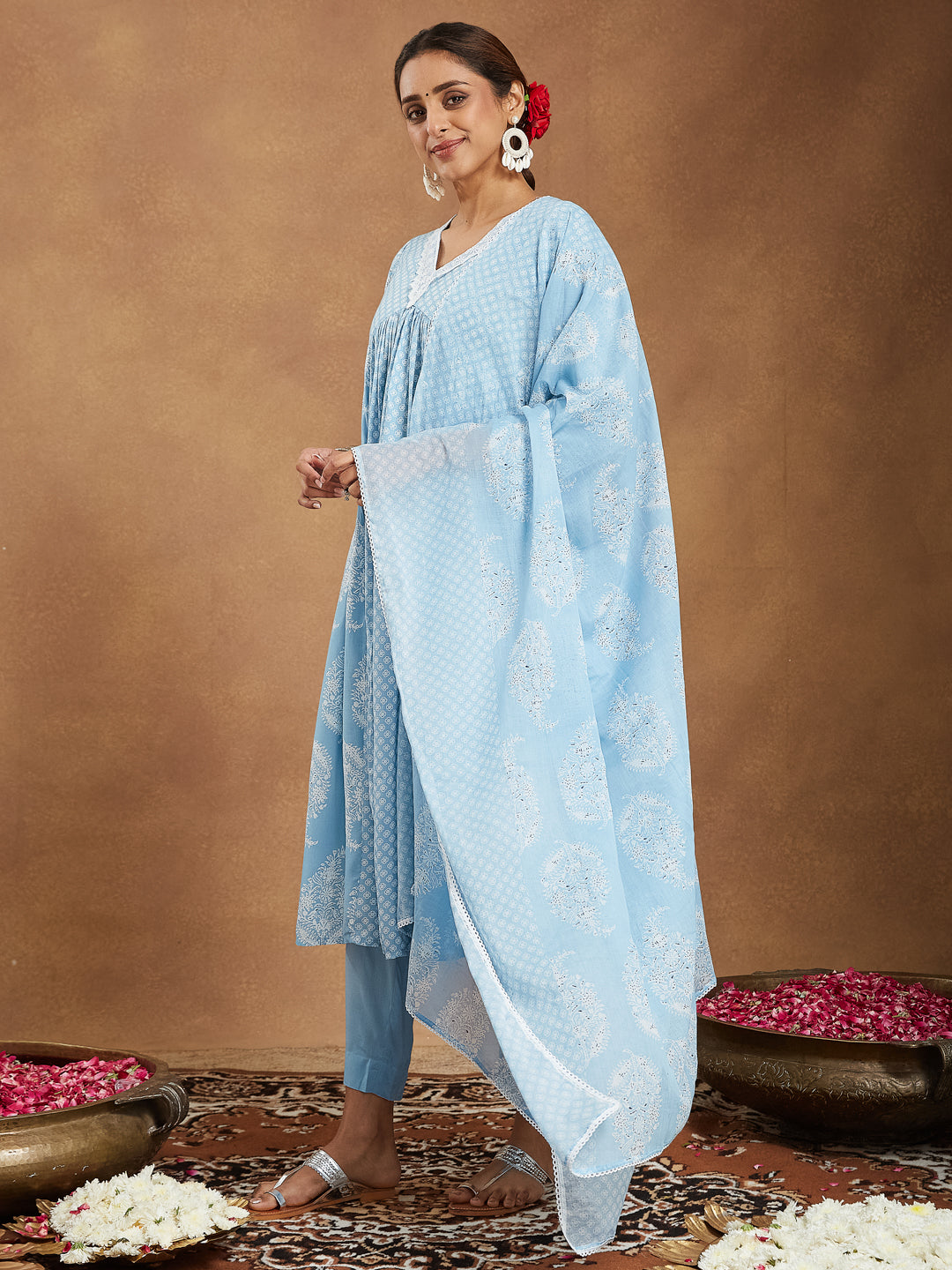Janasya Light Rayon Ethnic Motifs A-Line Kurta Set - Distacart