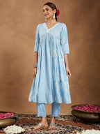 Janasya Light Rayon Ethnic Motifs A-Line Kurta Set - Distacart