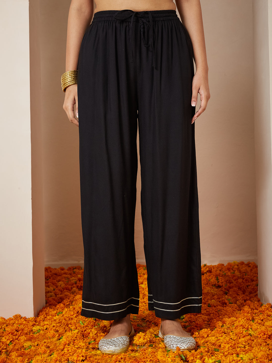 Janasya Dark Rayon Ethnic Motifs A-Line Kurta Set