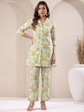 Janasya Light Cotton Floral Straight Top & Bottom Set