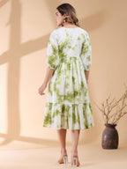 Janasya Bright Cotton Tie & dye Tiered Dress - Distacart