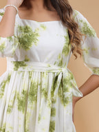 Janasya Bright Cotton Tie & dye Tiered Dress - Distacart