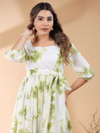 Janasya Bright Cotton Tie & dye Tiered Dress - Distacart