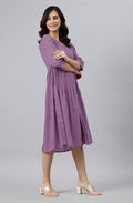 Janasya Bright Cotton Solid Gathered Dress - Distacart