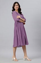 Janasya Bright Cotton Solid Gathered Dress - Distacart