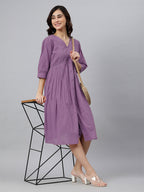 Janasya Bright Cotton Solid Gathered Dress - Distacart