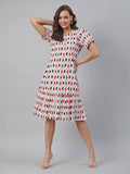 Janasya Bright Cotton Ikkat A-Line Dress - Distacart