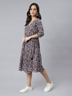 Janasya Dark Cotton Floral Angrakha Dress - Distacart