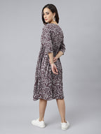 Janasya Dark Cotton Floral Angrakha Dress - Distacart
