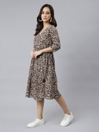 Janasya Dark Cotton Floral Angrakha Dress - Distacart