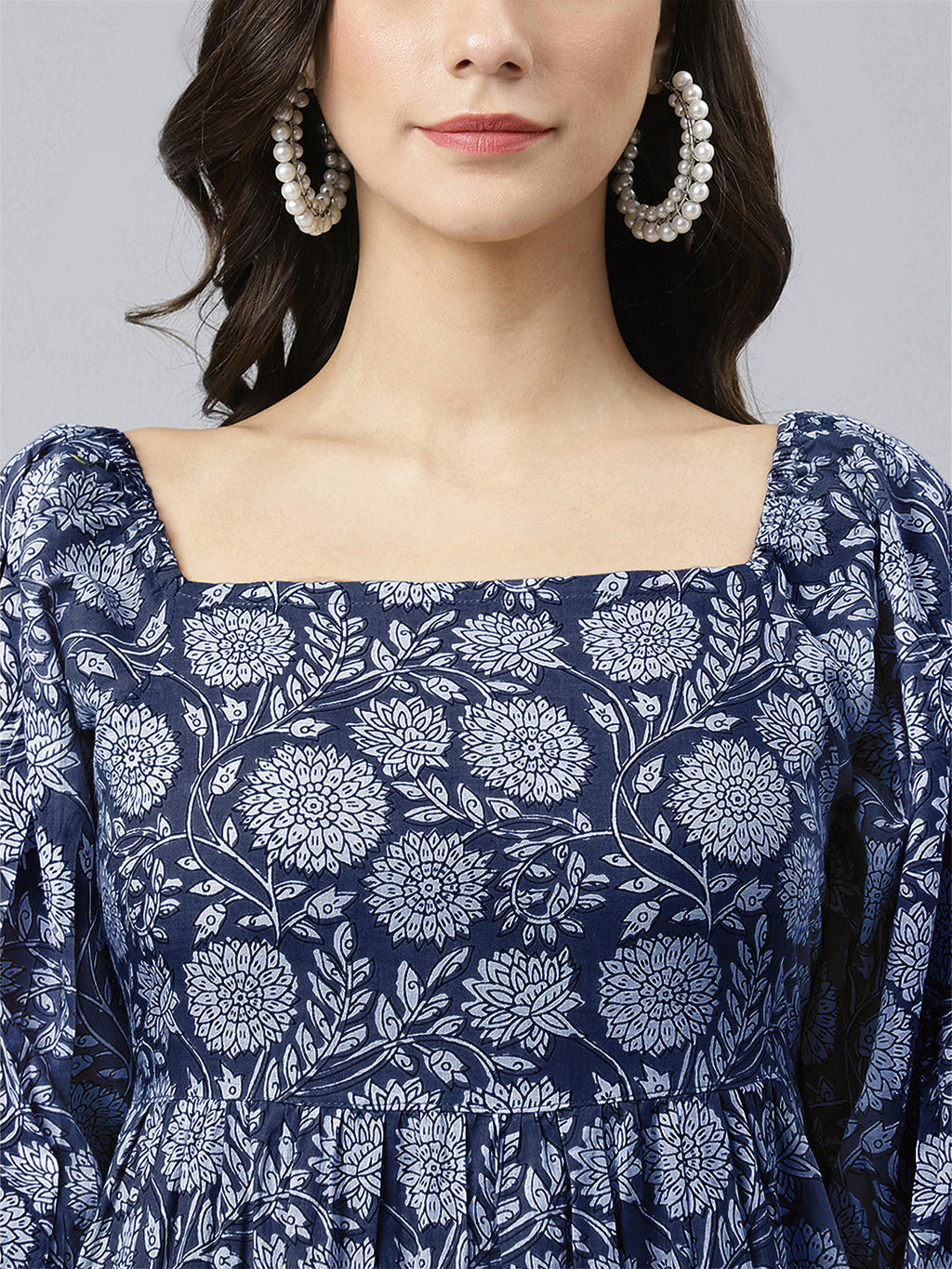 Janasya Bright Cotton Floral Tiered Dress - Distacart