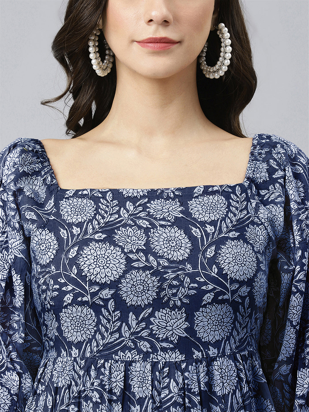 Janasya Bright Cotton Floral Tiered Dress - Distacart