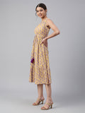 Janasya Bright Cotton Floral Tiered Dress - Distacart