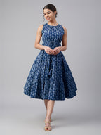 Janasya Bright Cotton Floral Tiered Dress - Distacart