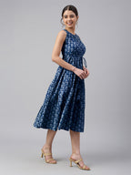 Janasya Bright Cotton Floral Tiered Dress - Distacart