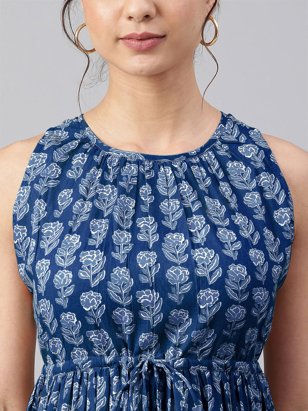 Janasya Bright Cotton Floral Tiered Dress - Distacart