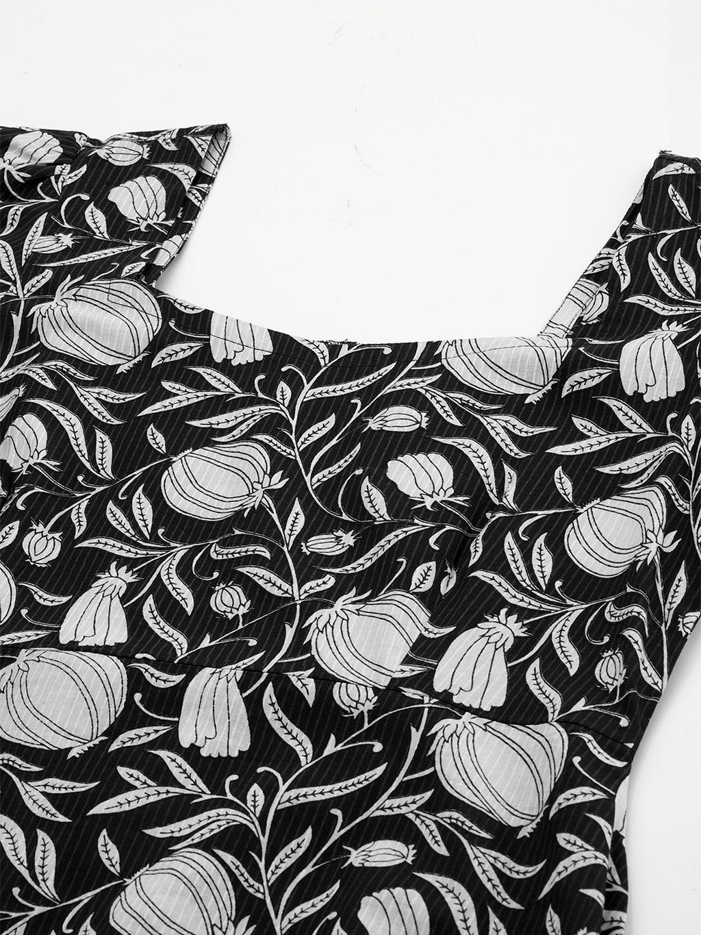 Janasya Dark Cotton Floral A-Line Dress - Distacart