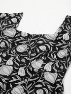 Janasya Dark Cotton Floral A-Line Dress - Distacart