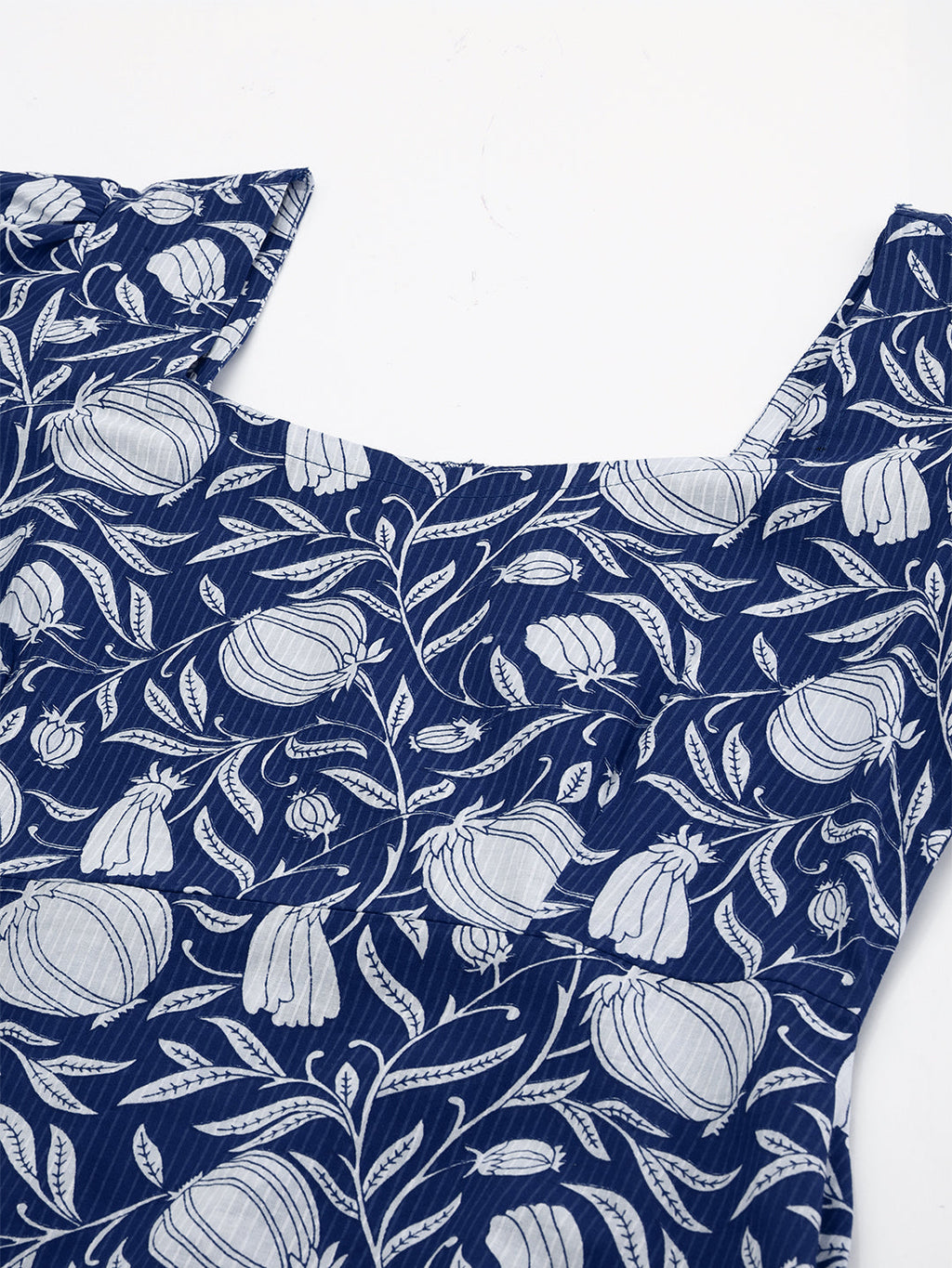Janasya Dark Cotton Floral A-Line Dress - Distacart