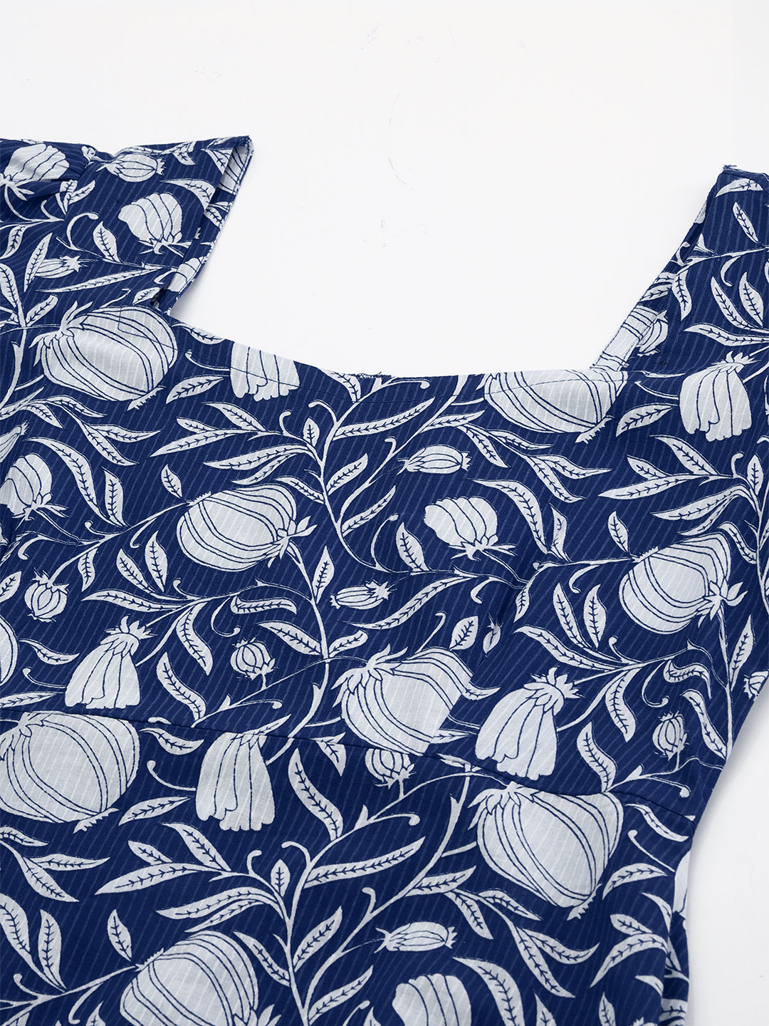 Janasya Dark Cotton Floral A-Line Dress - Distacart