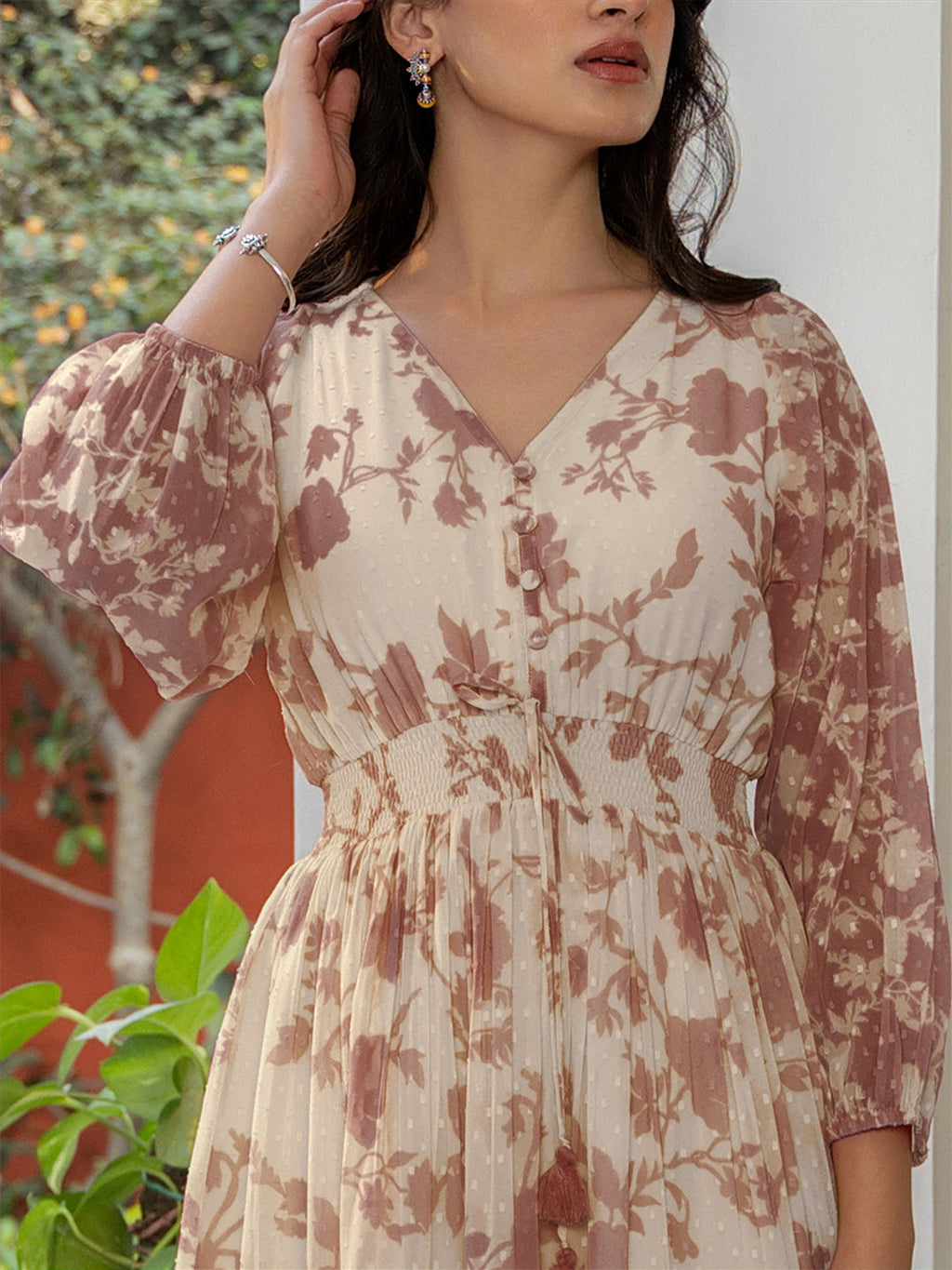 Janasya Dark Georgette Floral A-Line Dress - Distacart