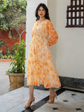 Janasya Bright Georgette Floral Fit & Flare Dress - Distacart