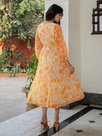 Janasya Bright Georgette Floral Fit & Flare Dress - Distacart