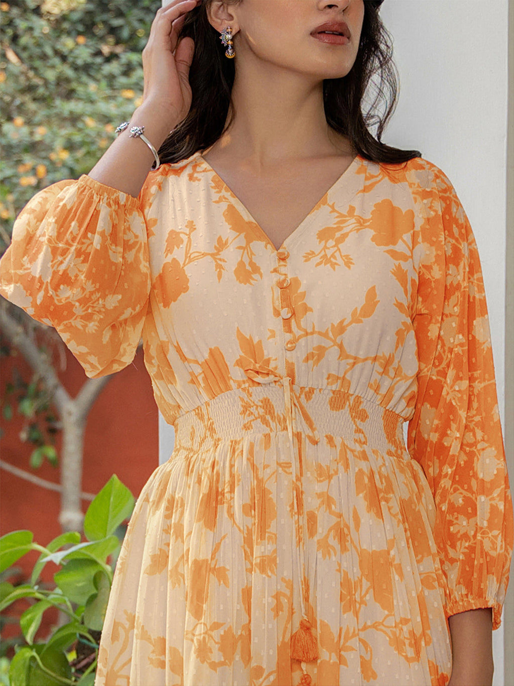 Janasya Bright Georgette Floral Fit & Flare Dress - Distacart