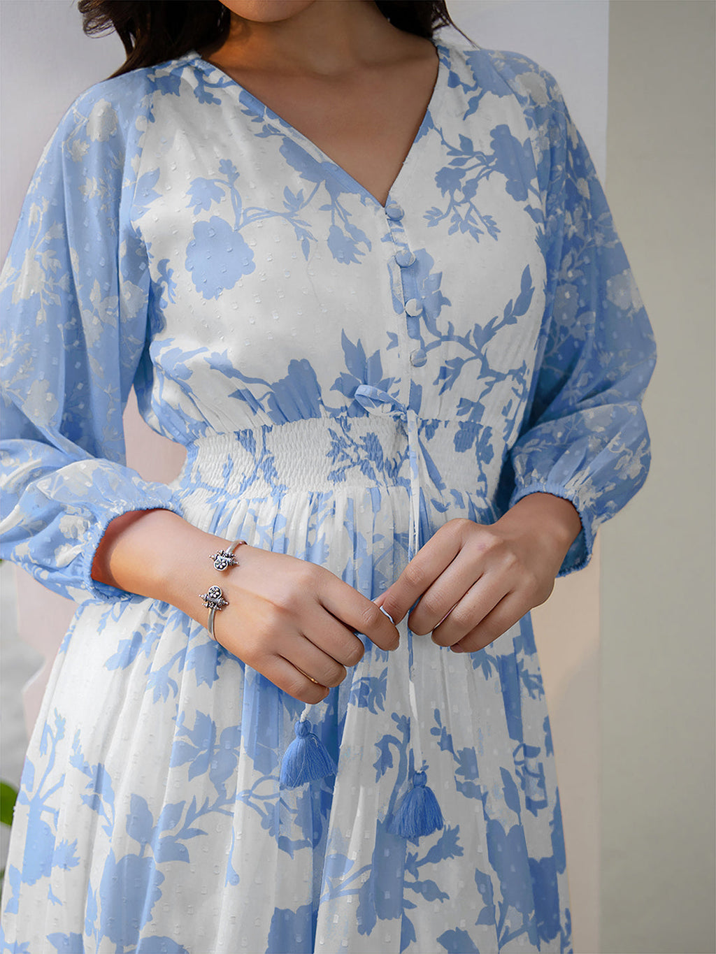 Janasya Light Georgette Floral Fit & Flare Dress - Distacart