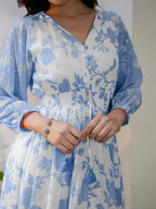Janasya Light Georgette Floral Fit & Flare Dress - Distacart
