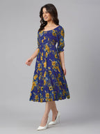 Janasya Bright Georgette Floral Tiered Dress - Distacart