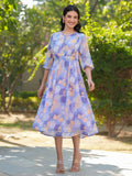 Janasya Dark Georgette Floral A-Line Dress - Distacart