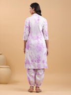 Janasya Bright Cotton Tie & dye Straight Kurta Set