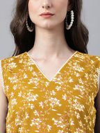 Janasya Bright Cotton Floral Straight Kurta Set