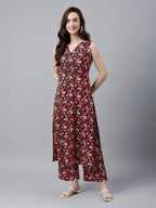 Janasya Bright Cotton Floral A-Line Kurta Set