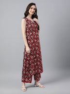 Janasya Bright Cotton Floral A-Line Kurta Set