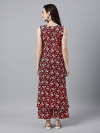 Janasya Bright Cotton Floral A-Line Kurta Set