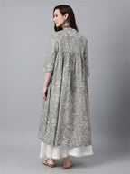 Janasya Light Cotton Floral Flared Kurta