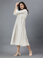Janasya Bright Dobby Chiffon Self Design Flared Kurta