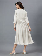Janasya Bright Dobby Chiffon Self Design Flared Kurta