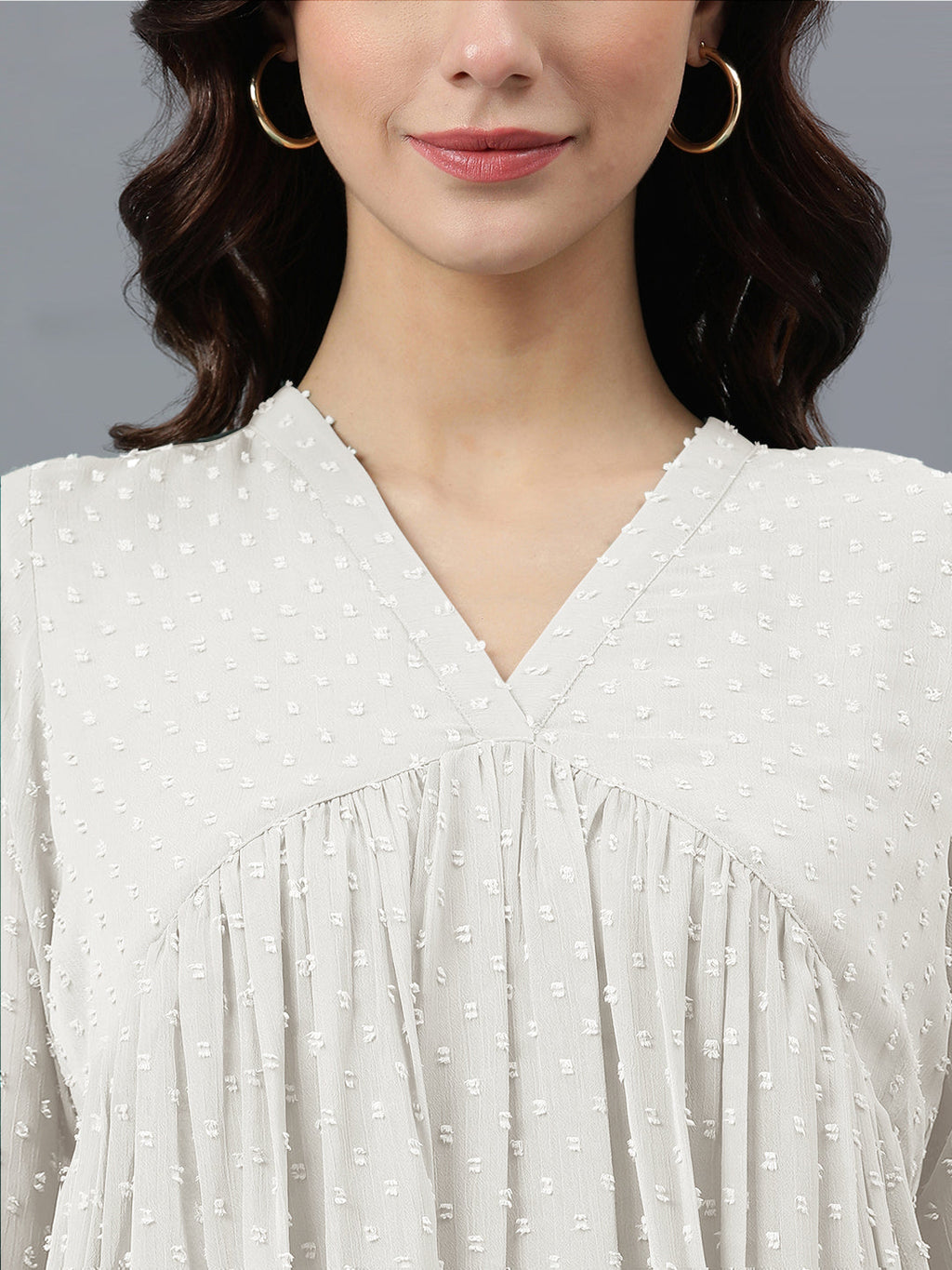 Janasya Bright Dobby Chiffon Self Design Flared Kurta