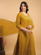 Janasya Light Chanderi Solid Straight Kurta Set