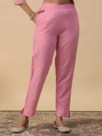Janasya Light Cotton Blend Solid Straight Kurta Set