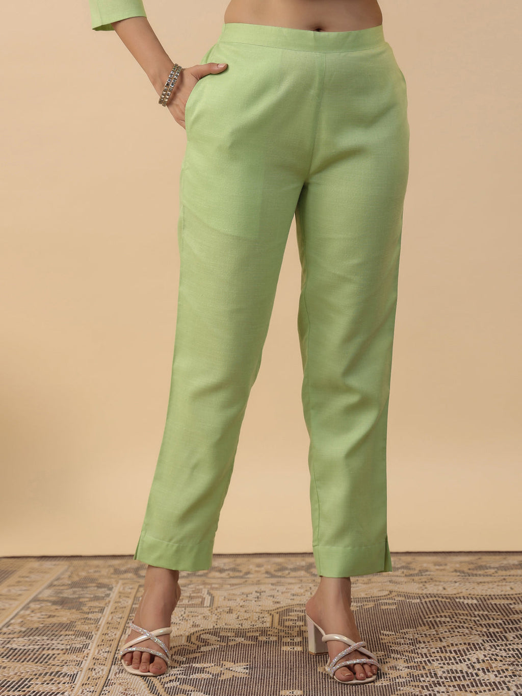Janasya Bright Cotton Blend Yoke Embroidery Straight Kurta Set - Distacart