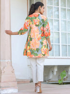 Janasya Bright Cotton Floral A-Line Tunic - Distacart