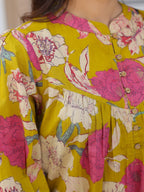 Janasya Bright Cotton Floral A-Line Tunic